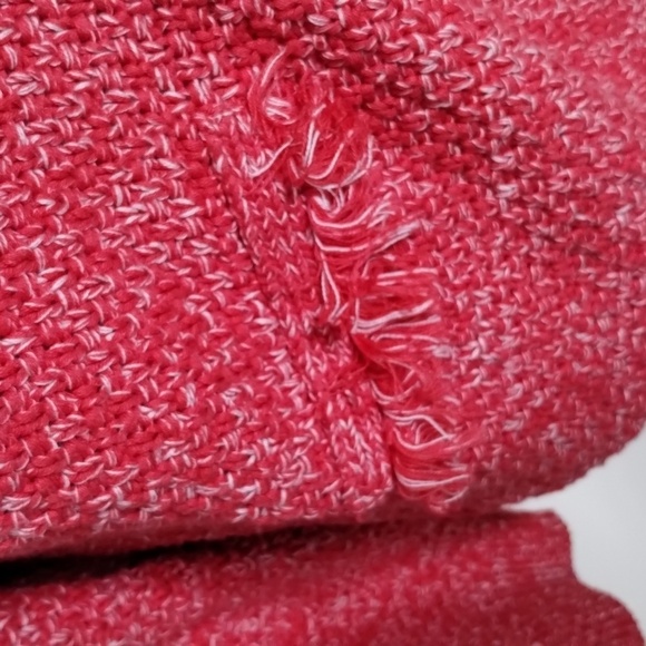 DEX women's X (12/14) reddish pink white slub flecks sweater long sleeve fringe - Picture 4 of 12